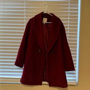 Avec Les Filles Deep Red Pea Coat
